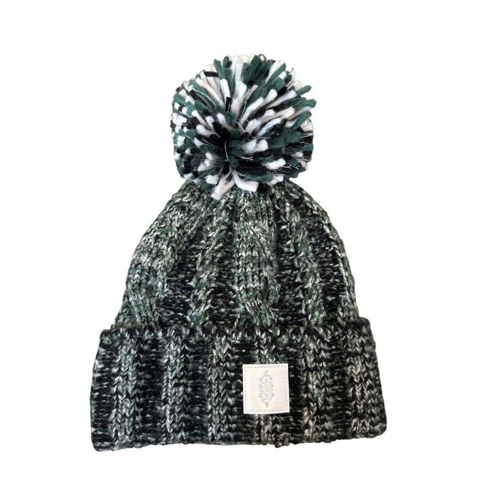 FP Movement Hat Beanie‎ Knit Cuffed Pom Green Black White Urban Outfitters Mens